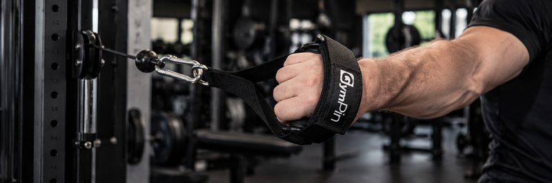 GymPin Lateral Handle connected to a cable machine in a real gym