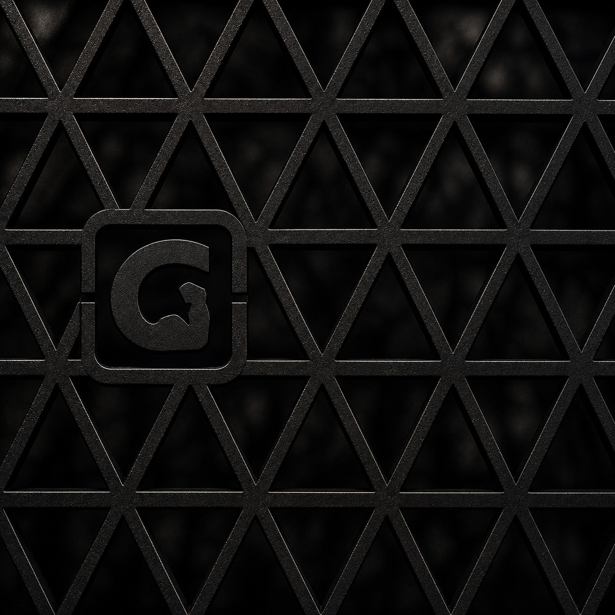 Geodesic pattern with the G - GymPin logo  set to one side. 