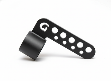 Black GymPin Belt Squat Collar with cut-out holes on a white background
