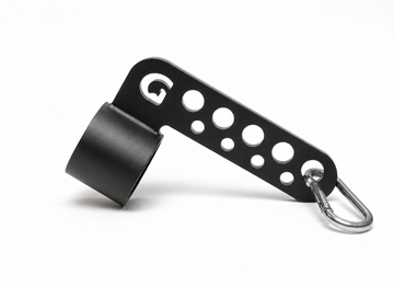 GymPin Belt Squat Collar with circular cutouts and a hook on a white background