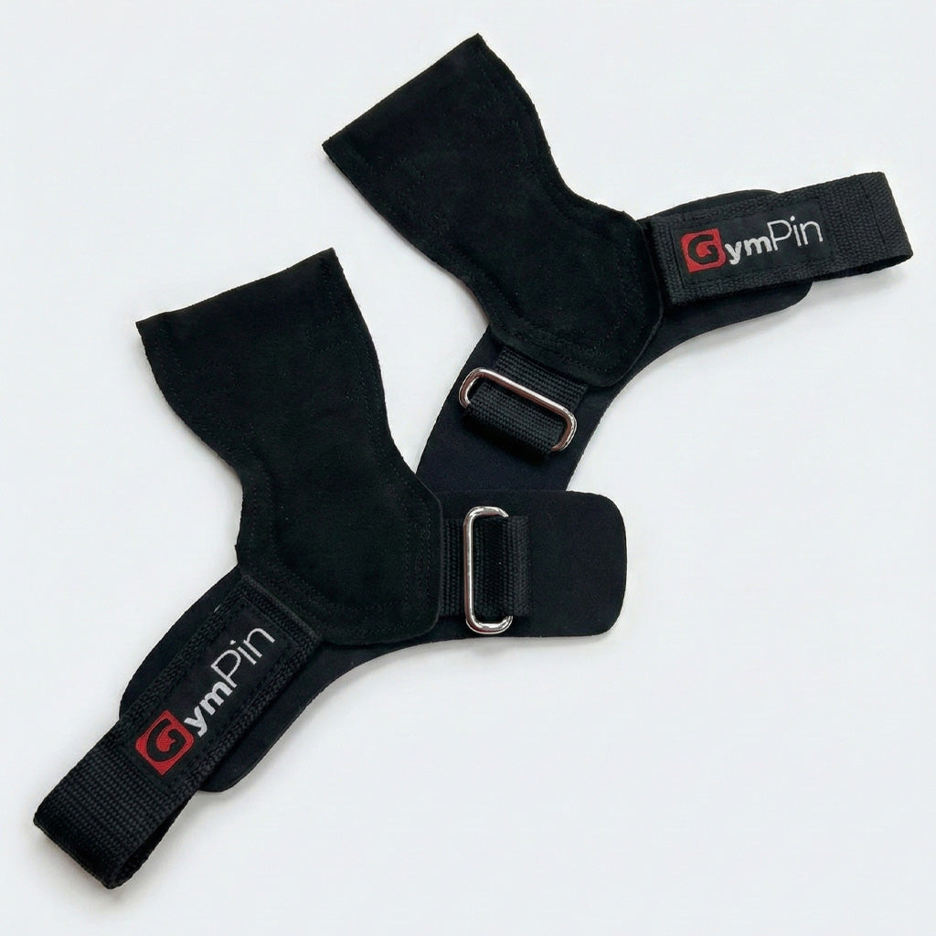Six black GymPin Leather Wrist Grips included in Gold