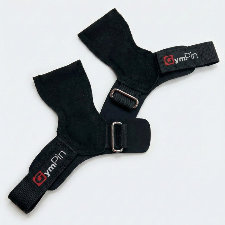 Six black GymPin Leather Wrist Grips included in Gold