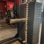 The KingPin extra-long 10mm GymPin weight stack extender for loading Olympic plates onto compatible cable machines.