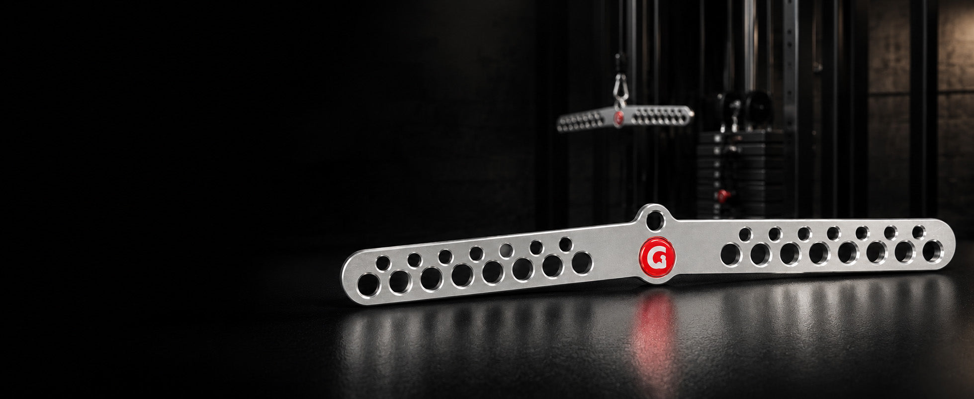 D-Handle Bar with multiple holes and a red 'G' logo on a dark background