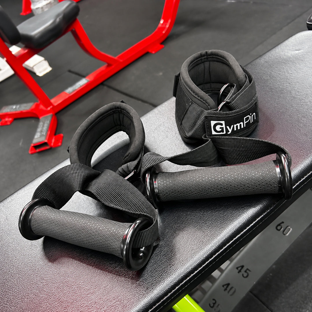 GymPin fabric D handles pair on gym bench
