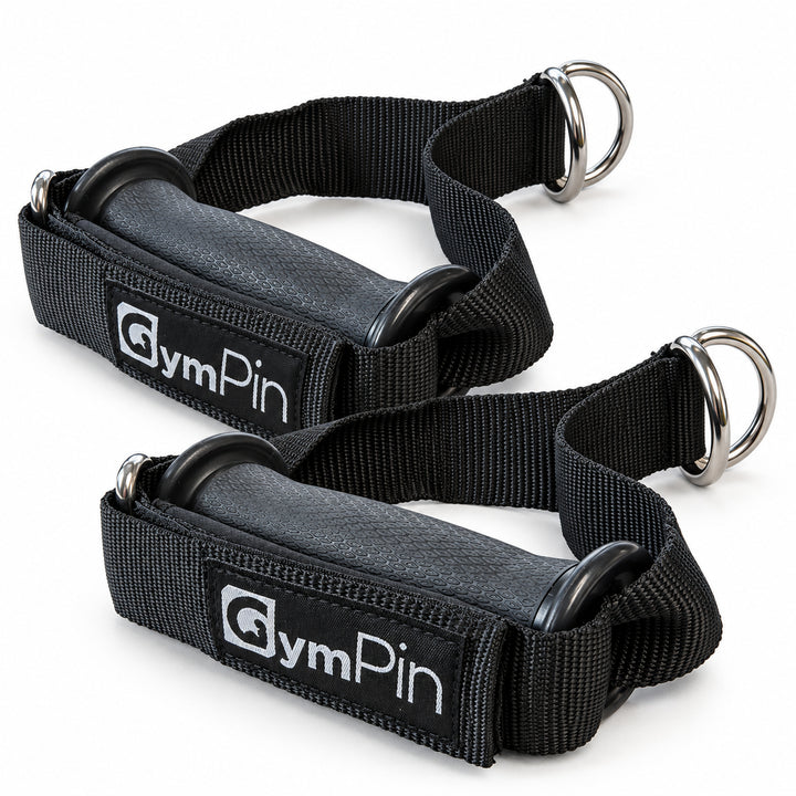 Pair of GymPin Fabric D Handles with adjustable Velcro tensioners and dual D-rings