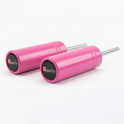 Pair of pink GymPins with 'GymPin' branding on a white background