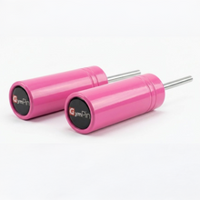 Pair of pink GymPins with 'GymPin' branding on a white background
