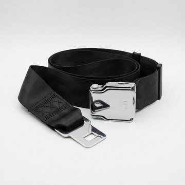 Black belt with metal buckle on a white background