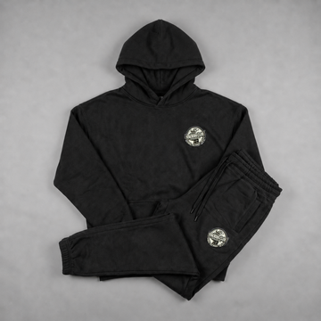 Black STACKERS CLUB hoodie and joggers matching set