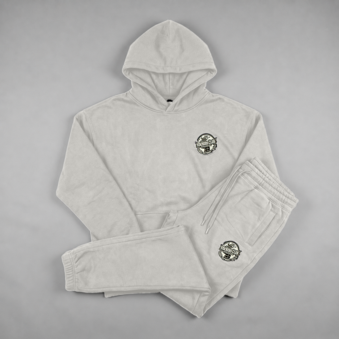 Light grey STACKERS CLUB hoodie and joggers matching set